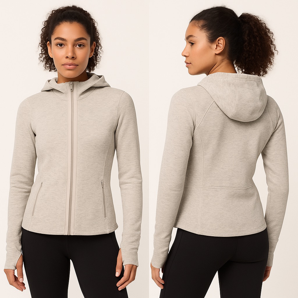 Athleta Gray Faux Fur Lined Hooded Jacket Xs